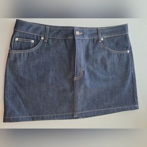 TOPSHOP Indigo Denim Mini Skirt Size 12 Dark Wash Y2K Indie Sleaze Classic